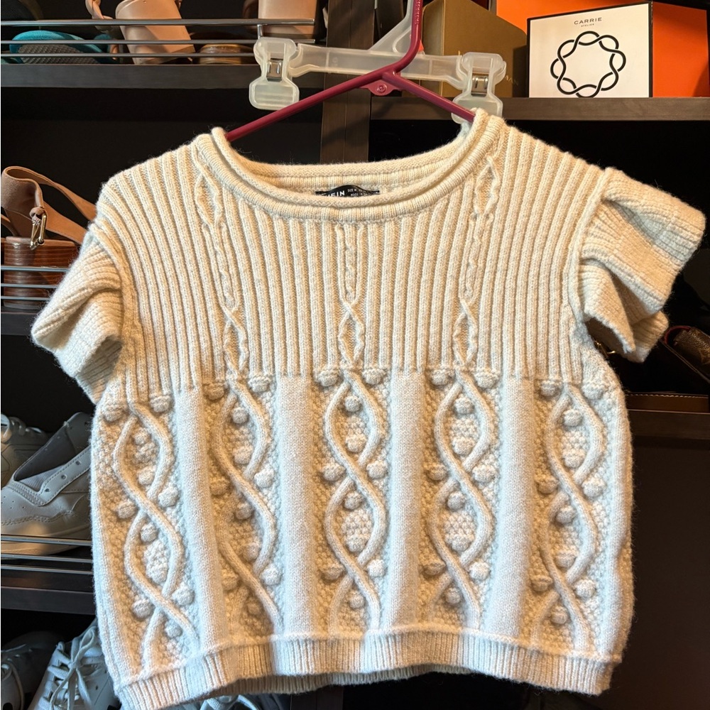 SHEIN Cream Textured Knit Crop Top